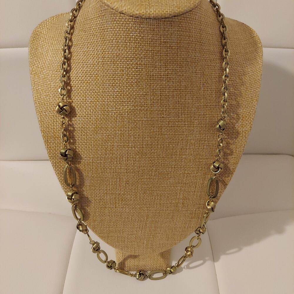 Banana Republic Gold Tone Chain Links and Knots 28" Necklace
